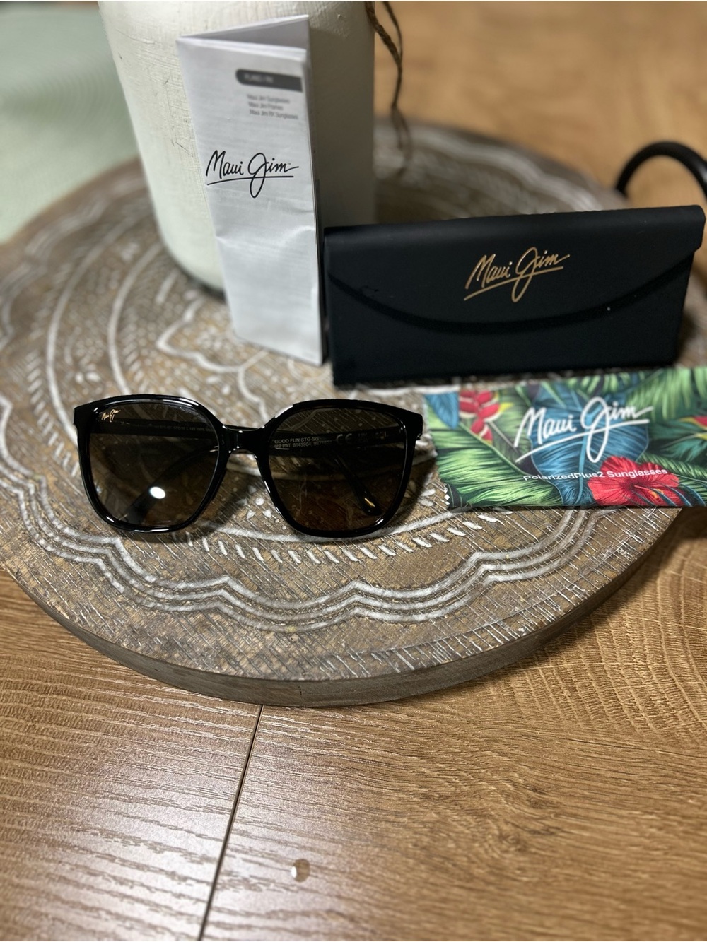 Maui Jim Black Frame Sunglasses with Brown Lenses